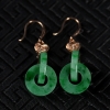 豆种飘翠翡翠平安扣耳坠-红掌柜