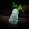 缅甸糯冰种飘花翡翠观音吊坠-红掌柜