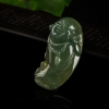 缅甸油青种飘花翡翠弥勒佛吊坠-红掌柜