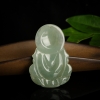 缅甸天然灰绿翡翠观音吊坠-红掌柜