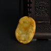 缅甸糯种黄翡狮子吊坠-红掌柜