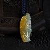 缅甸天然糯种俏色翡翠老翁吊坠-红掌柜