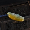 缅甸天然糯种翡翠老翁吊坠-红掌柜