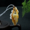 糯种黄翡玉兰花吊坠-红掌柜