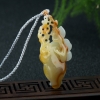 缅甸黄翡玉兰花吊坠-红掌柜