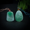 糯种豆绿翡翠山水牌吊坠-红掌柜