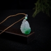 糯冰种飘翠翡翠白菜吊坠-红掌柜