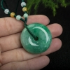 缅甸豆种翠绿翡翠平安扣吊坠-红掌柜