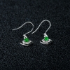 天然缅甸糯冰种翠绿翡翠耳坠-红掌柜