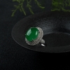 天然糯冰种翠绿翡翠戒指-红掌柜