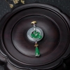 18K金镶钻糯冰种翡翠吊坠-红掌柜