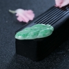 缅甸天然豆种翡翠叶子吊坠-红掌柜