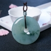 缅甸天然糯冰种飘花翡翠平安扣吊坠-红掌柜