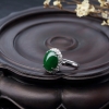 天然豆种翠色翡翠戒指-红掌柜