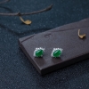 18K金镶钻糯冰种翠绿翡翠耳钉-红掌柜