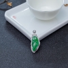 18K金镶钻天然糯冰种阳绿翡翠金鱼吊坠-红掌柜