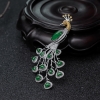 金镶钻糯冰种翠色翡翠孔雀胸针-红掌柜