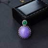 18K金镶钻糯种紫罗兰翡翠吊坠-红掌柜