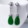 18K金镶钻糯种翠色翡翠耳坠-红掌柜
