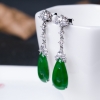 金镶钻糯种翠色翡翠耳坠-红掌柜