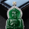 18K金镶钻糯种翡翠观音吊坠-红掌柜