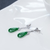 天然糯冰种翠色翡翠耳坠-红掌柜
