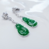 糯冰种翠色翡翠耳坠-红掌柜