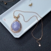 18K金镶钻糯种紫罗兰翡翠蛋面形吊坠-红掌柜