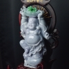 糯种天然春带彩翡翠弥勒佛摆件-红掌柜