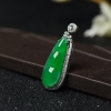 18K金镶钻糯冰种阳绿翡翠吊坠-红掌柜