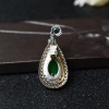 天然缅甸翠绿翡翠水滴吊坠-红掌柜