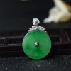 18K金镶钻飘翠翡翠平安扣吊坠-红掌柜