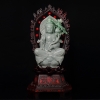 缅甸天然糯种飘翠翡翠观音摆件-红掌柜
