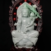 天然糯种飘翠翡翠观音摆件-红掌柜