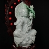 缅甸天然飘翠翡翠观音摆件-红掌柜