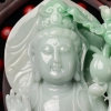 缅甸天然糯种翡翠观音摆件-红掌柜