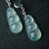缅甸天然糯冰种飘花翡翠耳钉-红掌柜