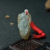 糯冰种俏色翡翠喜报平安项链-红掌柜