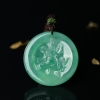 缅甸天然糯冰种翠绿翡翠菩萨吊坠-红掌柜