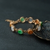 天然糯冰种三彩翡翠平安扣手链-红掌柜