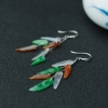 缅甸天然糯冰种三彩翡翠耳环-红掌柜