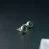 缅甸糯种翠绿翡翠耳钉-红掌柜