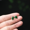 18K糯种翠绿翡翠耳钉-红掌柜