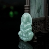 天然糯种豆绿翡翠观音吊坠-红掌柜