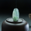 缅甸天然糯冰种飘翠翡翠吊坠-红掌柜