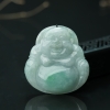 缅甸天然糯种飘翠翡翠弥勒佛吊坠-红掌柜
