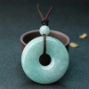 缅甸天然豆绿翡翠平安扣吊坠-红掌柜