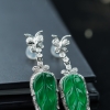 缅甸天然糯冰种阳绿翡翠耳坠-红掌柜