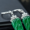 缅甸天然糯冰种阳绿翡翠耳坠-红掌柜