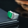 天然糯冰种阳绿翡翠方牌戒指-红掌柜